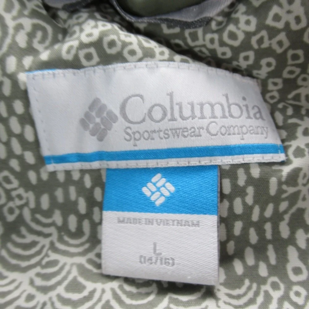 Columbia Horizon Ride Jacket Girls Large 14/16 Green Printed Insulated Hooded